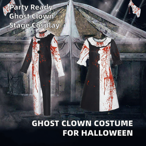 Disfraz de Payaso de Terror de Halloween para Pareja, Mono Negro y Blanco con Salpicaduras de Sangre, Traje de Cosplay con Logotipo Personalizado para Fiesta - Product Image 5