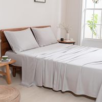 Ensemble de draps Softr Queen gris uni en viscose de bambou ultra doux avec poche profonde de 16 pouces