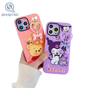 Venta caliente Lovely Cartoon Design Funda para teléfono móvil con decoración colgante para iPhone 13 14 Pro