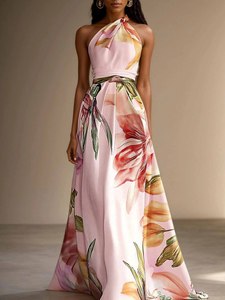 Vestido Largo Elegante Estampado Europeo y Americano 2026, Estilo Pasarela de <span class=keywords><strong>Moda</strong></span>, Perfecto para Fiestas y Vacaciones, OEM/ODM Personalizado - Product Image 2