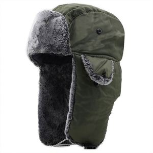 Chapeau d'hiver chaud et épais anti-vent, style TROOPER HAT, couleur unie, avec cache-oreilles en fourrure Lei Feng, pour femmes et hommes, pour l'extérieur - Product Image 1