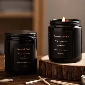 Candele di cera di lusso profumate di colore nero In vaso di vetro candele aromatiche candele profumate personalizzate