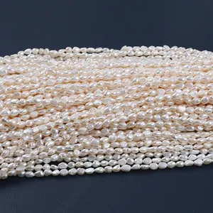 4-5mm Natural White Real Loose Beads Freshwater Baroque Pearl String