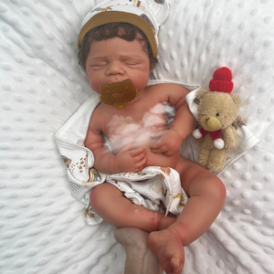 Куклы-реборны из силикона с темной кожей, коричневые кудрявые волосы, мягкие на ощупь, расписанные вручную, коллекционные для любителей кукол и художественных выставок - Product Image 2