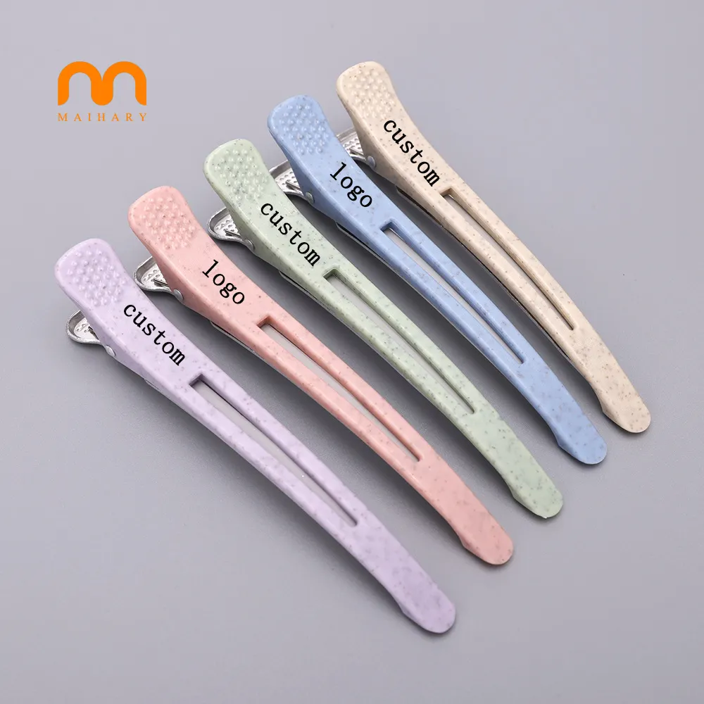 Custom Logo Non Slip Eco Friendly Hair Clip Wheat Straw Duck Alligator Salon For Stying Sectioning Wheat Straw Alligator Clip