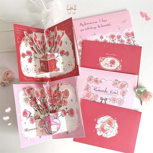 Tùy Chỉnh 3D Retro Lễ Hội Hoa Hồng Phước Lành Thẻ Gói Cho Valentine Của Ngày Phong Bì Giấy Phước Lành Thẻ Với Logo Của Riêng Bạn - Product Image 1