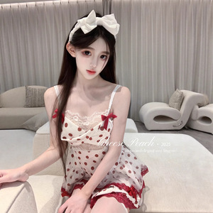 Xishi Homewear Cute & Playful * Ensemble de pyjama dos nu en dentelle à pois, mignon et adorable - Product Image 2