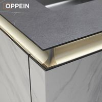 Meubles de cuisine modulaires modernes de style européen OPPEIN avec charnières et chariot, construction en panneaux de particules de Guangzhou