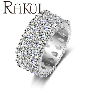 Rakol แหวน2024สำหรับงานแต่งงานทำจากไมโครแบบเต็มตัวเคลือบเงา RP2131สองแถวเพทายรูปหยดน้ำ - Product Image 6