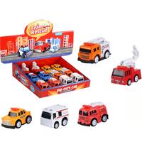 Set de 12 Mini Coches de Juguete Metálicos con Retroceso, Vehículos de Rescate Urbano de Aleación, Autobús de Dibujos Animados, Policía, Ambulancia, Camión de Bomberos para Niños
