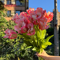 DC224 Vente en gros de 3 tiges de tulipes en PU à volants, bouquet de 50 cm de long, tulipes artificielles au toucher réel pour la décoration de centre de table