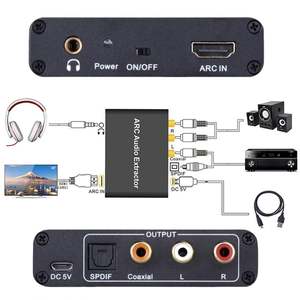 Extractor de Audio HDMI ARC de 192KHz, HDMI ARC a Coaxial Óptico Toslink Digital <span class=keywords><strong>SPDIF</strong></span>, Interruptor de Canal de Retorno de Audio Analógico AUX de 3.5mm - Product Image 3