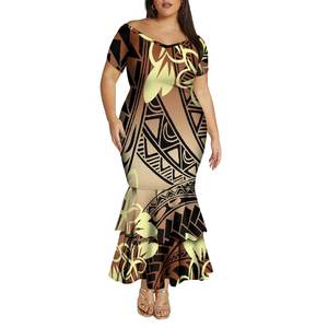 Gaun panjang putri duyung wanita motif baru desain baru 2025 gaun Bodycon Samoan malam <span class=keywords><strong>Prom</strong></span> leher V dalam gambar cetak Selandia Baru - Product Image 2
