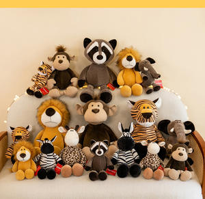 Juego de Peluches de Animales de la Selva Realistas, León, Tigre, Elefante, Jirafa, Rellenos de Algodón PP - Product Image 1