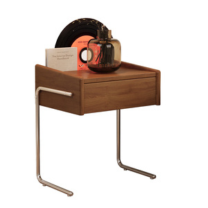 NKOL Midcentury Modern Wood Nightstand With Metal Legs 1 <b>Drawer</b> Storage <b>Side</b> <b>Table</b> For Bedroom Furniture - Product Image 5