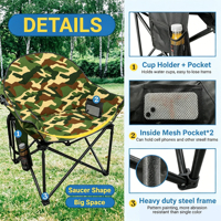 Fauteuil de camping surdimensionné rembourré OEM Moon Saucer, capacité 350 lbs, robuste, pour l'extérieur