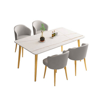 Table à manger rectangulaire contemporaine, design durable, respectueuse de l'environnement, pieds en bois massif, plateau en MDF blanc, pour hôtel, appartement, 4 places