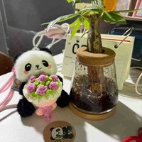 Porte-clés Panda en Peluche Mignon au Crochet avec Fleurs, Breloque de Sac, Pendentif Jouet Animal en Peluche Miniature 3D Doux et Moelleux, Accessoire de Sac