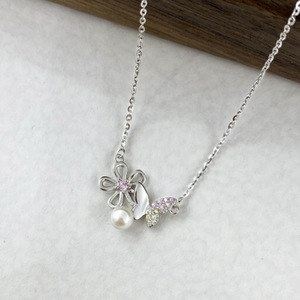 Collier pendentif papillon en perle d'eau douce de qualité supérieure RUNQI, argent sterling S925, style classique, cadeau de mariage ou de fiançailles - Product Image 2