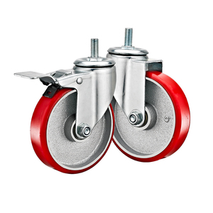 Bánh xe xoay công nghiệp cỡ trung bình 3''4''5'', lõi gang, bánh xe PU đỏ, dùng cho xe đẩy tay - Product Image 3