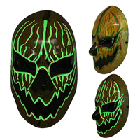 Masque LED effrayant pour Halloween, masque intégral, décorations du Jour des Morts