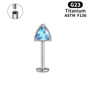 Pendiente de titanio ASTM F136 grado implante con flor de circonita cúbica colgante, tipo labret para tragus y hélix, calibre 16G, con rosca interna - Product Image 6