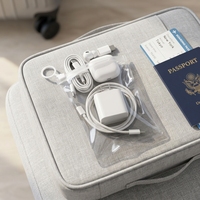 Sac de rangement en PVC transparent imperméable avec fermeture éclair coulissante et trou de suspension pour l'emballage d'accessoires électroniques