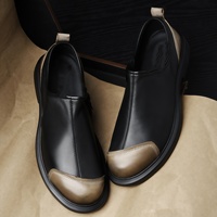 Mocassins en cuir véritable à bout rond pour homme, chaussures décontractées pour affaires