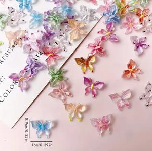 Set di 50 Pezzi di Decorazioni per Unghie Aurora con Farfalle Sfumate, Strass Iridescenti Trasparenti a Forma di Fiore di Ciliegio per Nail Art Fai-da-Te - Product Image 2