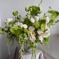 Bouquet de fleurs artificielles blanches et vertes en gros pour mariage, centre de table, arrangement floral décoratif