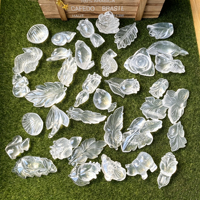Figurine miniature en cristal de quartz naturel de haute qualité, motif feuilles de fleurs et animaux, idéale comme souvenir ou cadeau
