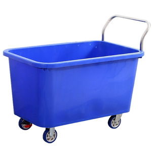 Carro de agua de plástico de 102x63x64cm con cuatro ruedas, carrito industrial para transporte de alimento para equipos de granja porcina - Product Image 5