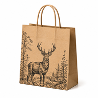 Sac de shopping en papier kraft de luxe écologique et recyclable avec logo personnalisé, impression à l'écran, poignée en corde de coton