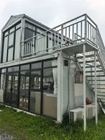 Maison préfabriquée modulaire à double étage moderne, application extérieure pour cuisine de camp, hôtel, construction en panneaux sandwich