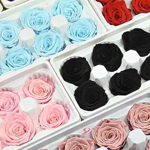 Caja de regalo de <span class=keywords><strong>Rosa</strong></span> <span class=keywords><strong>Negra</strong></span> preservada de 4-5cm, flor inmortal romántica para aniversarios de boda, rosas eternas decorativas para el Día de San Valentín - Product Image 5