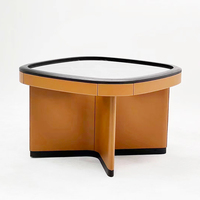 Table de mahjong moderne en cuir de selle orange table de jeu de divertissement simple table de poker