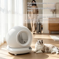 Bac à litière carré intelligent en ABS et PP, contrôle par application, entièrement automatique, grande capacité, anti-éclaboussures, anti-pincement, nettoyage des animaux de compagnie