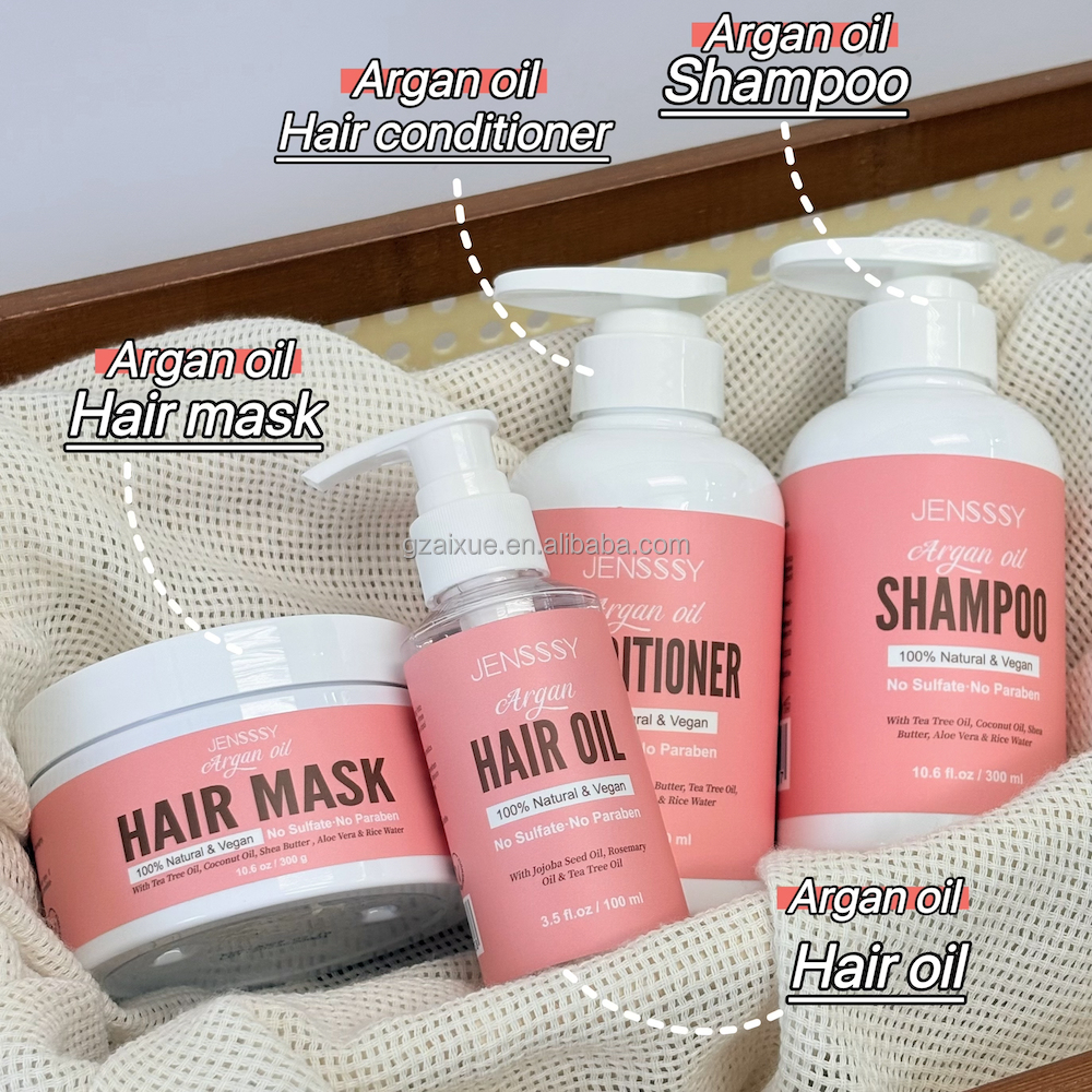 Private Label Hair Treatment Hair Loss Repair Moisturizing Natural Argan Oil Mask Conditioner Shampoo Hair Care Products