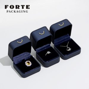 FORTE Hot Selling Luxury Jewelry Box Pendant <b>Earrings</b> Bracelet Ring Necklace <b>Gift</b> <b>Boxes</b> Cases Grey Wedding Leather Jewelry Box - Product Image 5