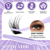 Kit de cils individuels faits main violet délicat, huit longueurs, 9-16mm, avec colle, dissolvant et pince à épiler, vente en gros