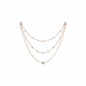 925 Sterling Silver Fine Double <b>Chain</b> <b>Necklace</b> 55 cm Length with Dainty <b>Balls</b> and Stones Turkey - Product Image 2