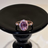 Nouvelle bague ouverte en tungstène or rose avec améthyste naturelle effet œuf de pigeon, luxe léger, tempérament exquis, haut de gamme pour femmes