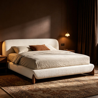 Lit double de luxe italien en tissu, cadre en bois massif, capitonné, style nordique moderne, en velours, pour chambre à coucher, tailles Queen et King
