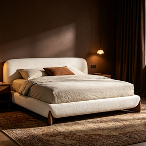 Letti di Lusso Italiani con Struttura in Tessuto, Misure Queen e King, Stile Nordico Moderno, Imbottiti e Trapuntati, in <span class=keywords><strong>Velluto</strong></span> e Legno Massello - Product Image 4