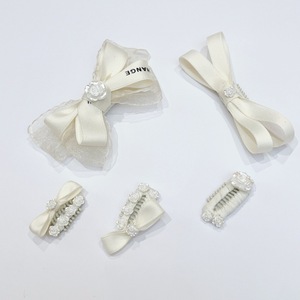 Pinzas para el pelo de mascotas estilo francés, pinzas con lazo BB para perros Maltese Yorkshire, accesorios con cinta blanca y diseño de rosa - Product Image 3