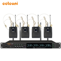 Microphone sans fil professionnel à quatre canaux U-605C avec micro-casque et émetteur de poche pour réunions/salles de classe, connectable en cascade