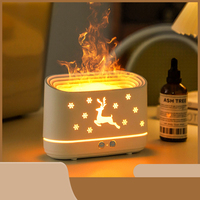 Diffuseur d'aromathérapie à flamme 3D, humidificateur au design de renne de Noël avec effet de flamme LED réaliste