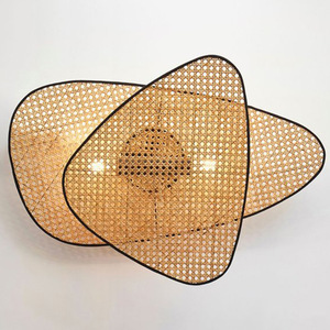 Lampe murale de style japonais Yumesho, en rotin tissé, ampoule LED E27 pour chambre à coucher, couloir, maison d'hôtes - Product Image 4