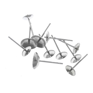 Stainless Steel Earring <b>Posts</b> With Convex Cup Studs For DIY Jewelry Making 316L Hypoallergenic Findings <b>Round</b> Shape - Product Image 4