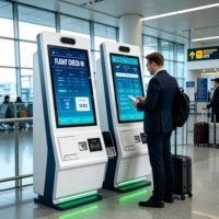 Kiosque de commande en libre-service de 27 pouces, système Android Windows, écran tactile avec caméra, imprimante de tickets pour la restauration rapide et les aéroports